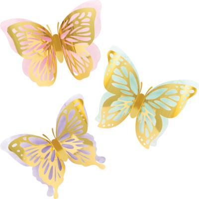 24ct Golden Butterfly Shaped Paper Plates Pink  Pastel butterflies,  Butterfly decorations, Butterfly party